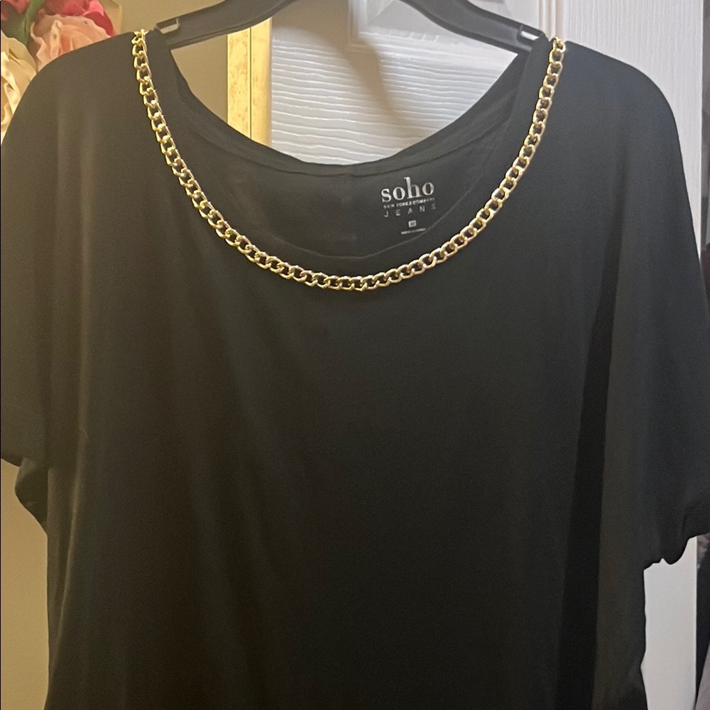 Soho Black Gold Embellished Short Sleeve Tee